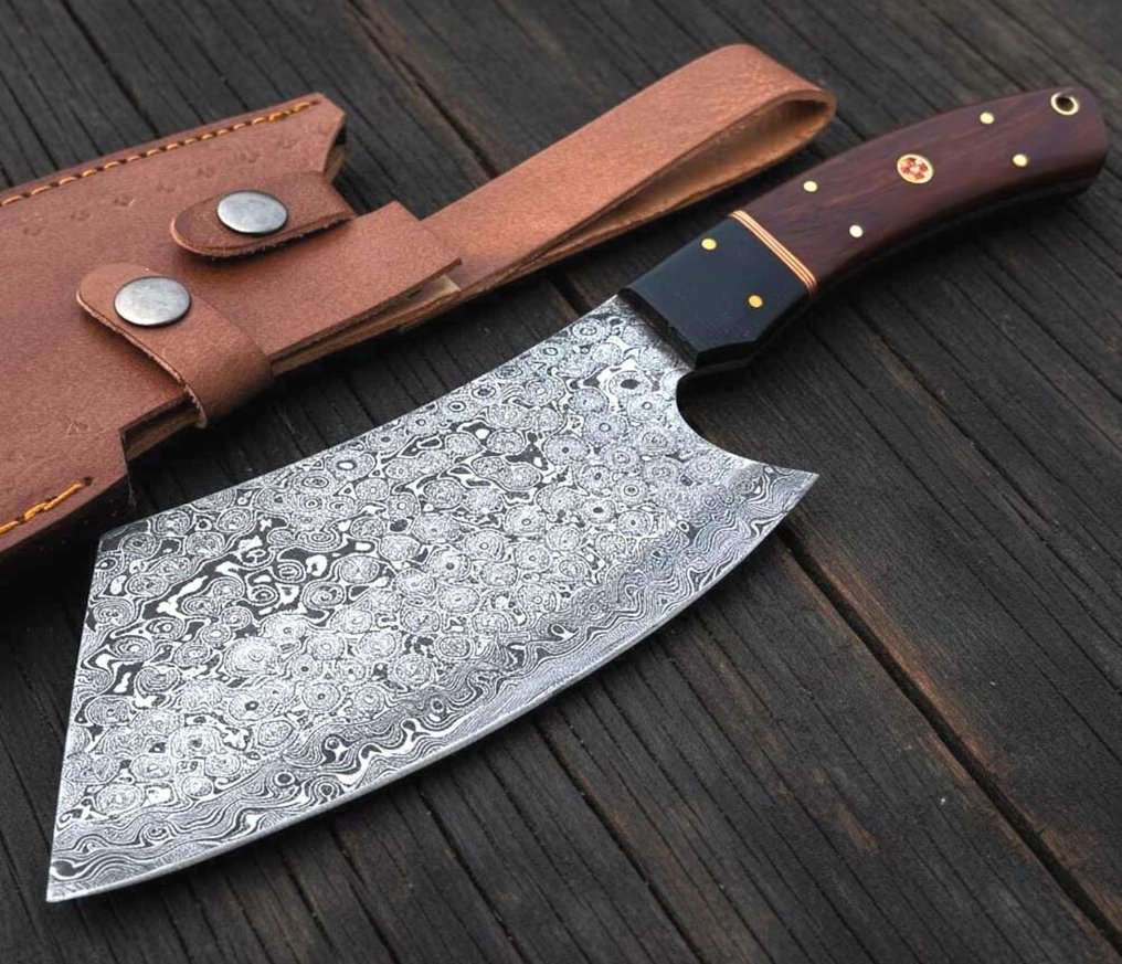 Chef Knife - Μαχαίρι κουζίνας - Kitchen knife set -  μάχαιρα σεφ - Κατσικίσιο δέρμα, Rosewood - Βόρεια Αμερική - Χειροποίητο σερβικό μαχαίρι #1.0