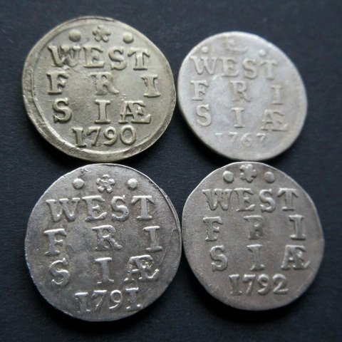 Netherlands, West Friesland. Zilveren 2 Stuivers of Dubbele Wapenstuivers 1767-1792 (4 stuks) (No reserve price) #3.2