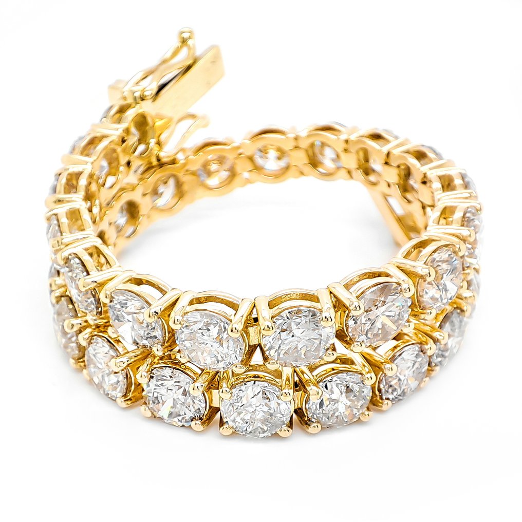 手鈪 - 14 克拉 黃金 -  17.55ct. tw. 鉆石 (天然) #2.1