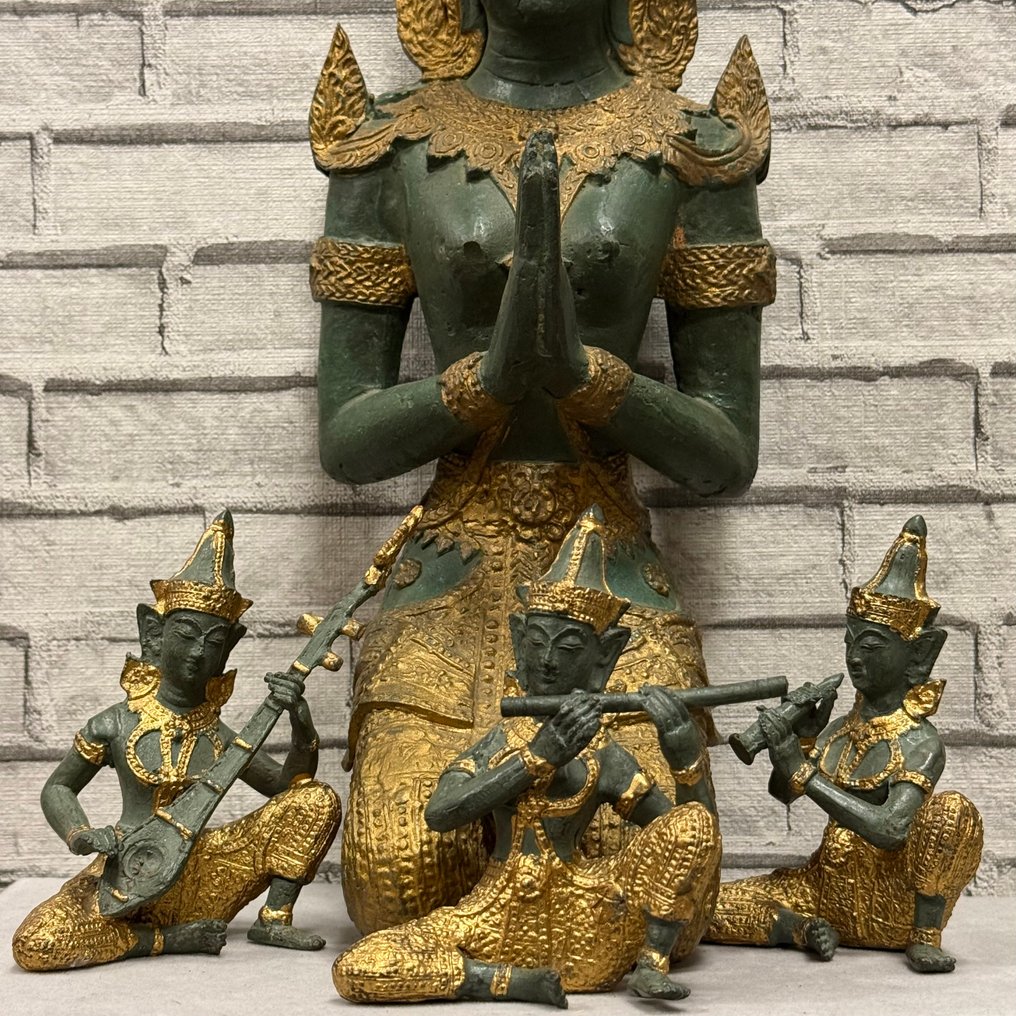 Set of 4 Thai Gilt Bronze celestial deity - 雕塑 - 泰国 #2.1