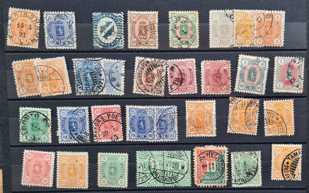 Finnország  - b339) 1860-1950 bélyegző címerrel VF töltés öt fényképen #3.2