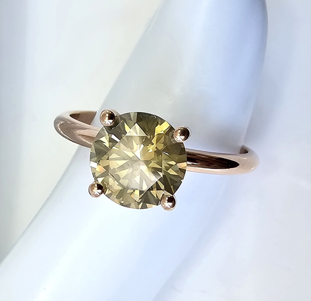 χωρίς τιμή ασφαλείας - Δαχτυλίδι - 14 καράτια Ροζ χρυσό -  1.61ct. tw. Διαμάντι (Φυσικό) - Διαμάντι - Πολυτελές γκρι, πράσινο, κίτρινο. #3.2