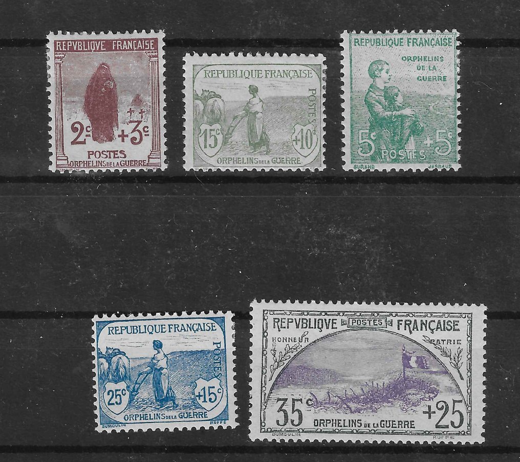 Ranska 1917/18 - orphelins - hinta = 400 euroa - Yvert n°148 à 152 #1.0