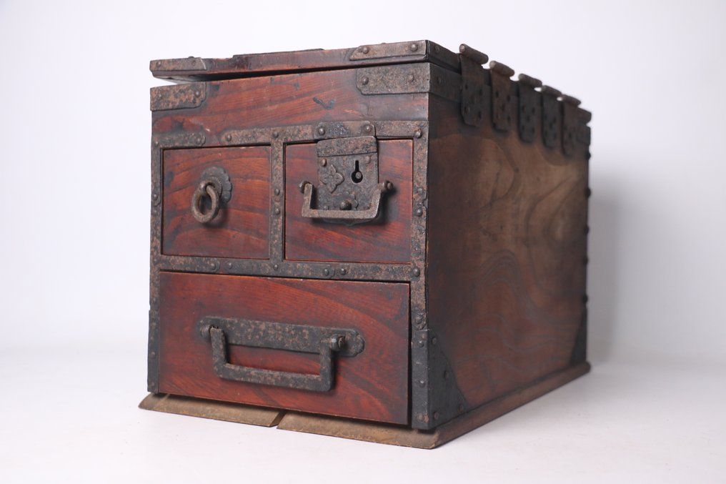 古董日本挂式笔箱 - 传统便携式带抽屉的书写柜 - 木 - 日本 - 1800-1950 #1.0