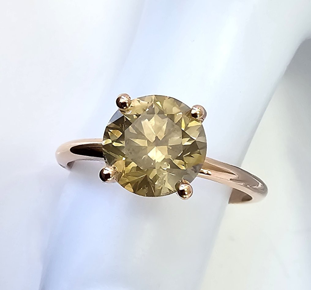 No reserve price - Ring - 14 kt. Rose gold -  2.18ct. tw. Diamond (Natural) - Diamond - Fancy Brownish Yellow #4.3