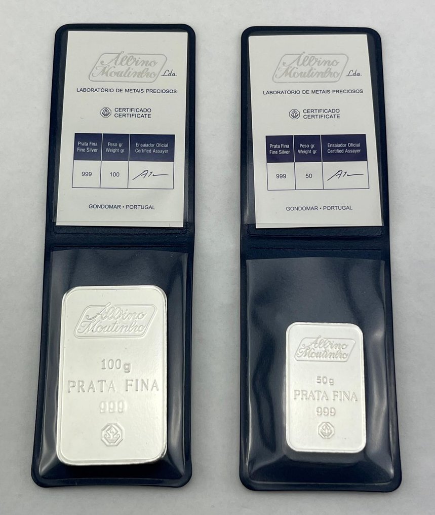 50 grams, 100 grams - Silver .999 - Albino Moutinho - Sealed & with certificate  (No reserve price) #1.0