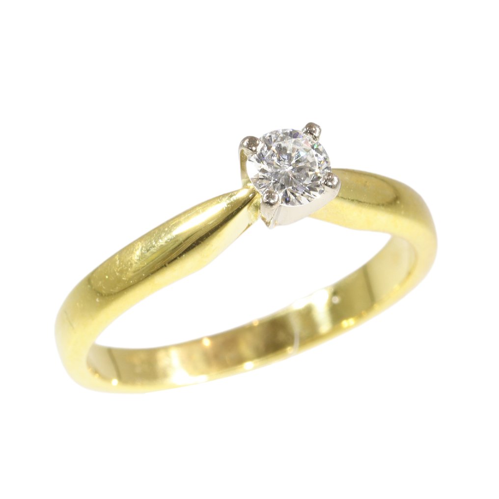 没有保留价 - 戒指 - 18K包金 黄金 -  0.22ct. tw. 钻石 (天然)  - 纸牌游戏，1980 年复古款 #1.0