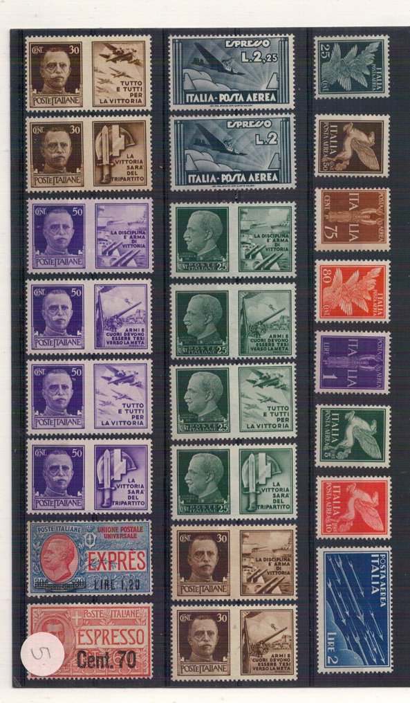 Italien 1884/1942 - vari - tjenester - luftpost - autoriseret levering - ekspres - segntasse #1.0