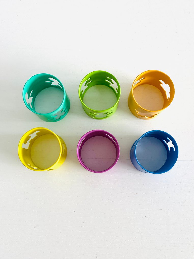 Alessi - King Kong - Stefano Giovannoni & Guido Venturini - Portatovaglioli (6) - Girotond - Acciaio #1.0