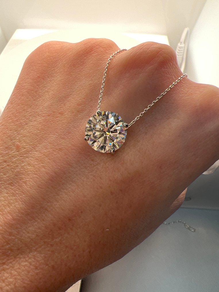 頸鏈 - 14 克拉 白金 -  4.02ct. tw. 鉆石 (實驗室培育) #3.2