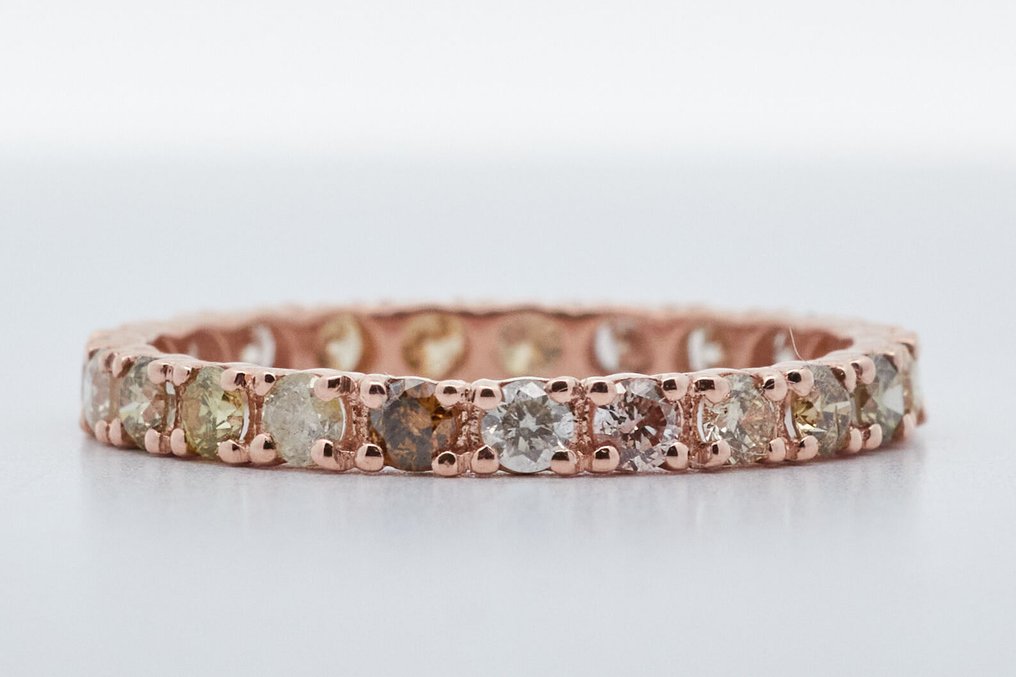 χωρίς τιμή ασφαλείας - Δαχτυλίδι - 14 καράτια Ροζ χρυσό -  1.10ct. tw. Διαμάντι (Φυσικού χρώματος) #4.3