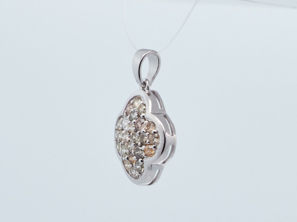 Nincs minimálár - Függő - 14 kt. Fehér arany -  0.42ct. tw. Gyémánt (Természetes színű) #4.3