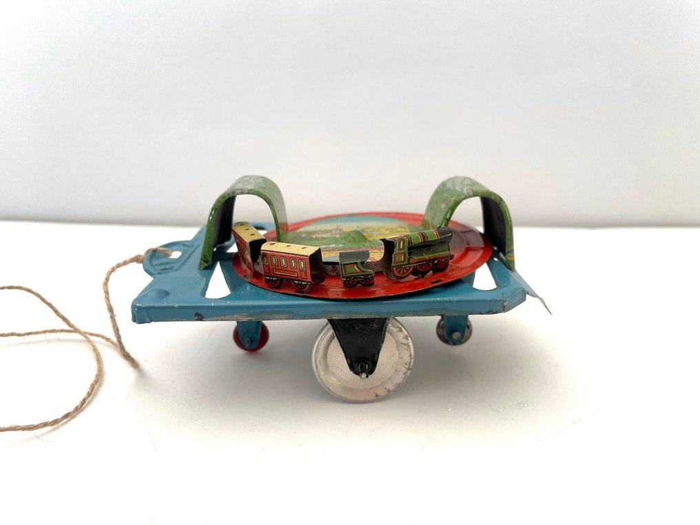 Gely - Τσίγκινο παιχνίδι - Tin Train Platform - Push Toy - 1920-1930 - Γερμανία #4.3