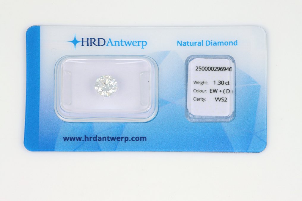 1 pcs Διαμάντι  (Φυσικό)  - 1.30 ct - Στρογγυλό - D (άχρωμο) - VVS2 - HRD Αμβέρσας #1.0