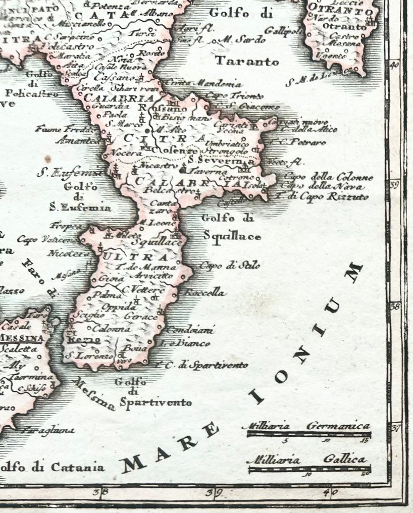 Italy - Kingdom of Naples, Campania, Calabria, Apulia, Basilicata, Abruzzo, Molise, Sicily; A.D. Zürner / J. C. Weigel - Neapolitani Regni Tabula. - 1701-1720 #3.2