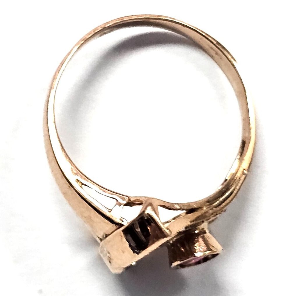 没有保留价 - 戒指 - 9 kt. 玫瑰金, 银 红宝石 - 钻石 #3.2