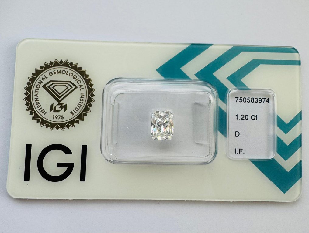Nincs minimálár - 1 pcs Gyémánt (Természetes) - 1.20 ct - Párna - D (színtelen) - IF - Nemzetközi Gemmológiai Intézet (IGI) - *3EX SL* #1.0