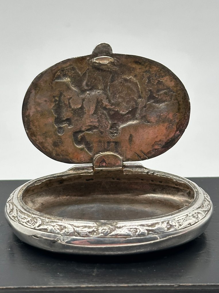 No reserve- Antieke zilveren pillendoos met oud Hollands landelijk tafereel - Pillbox - Silver - c. 1935 #3.2