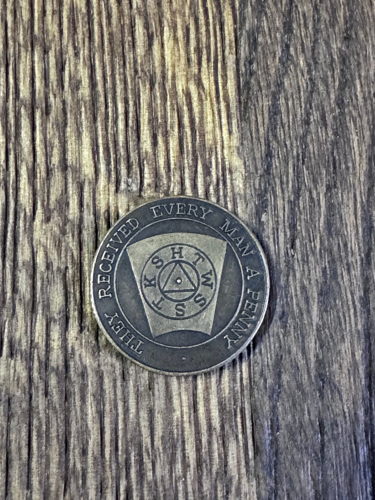 1900c R.A.M Prince of Wales Masonic Mark token/ "penny". They Received Every Man a Penny. 1900  (No reserve price) #1.0