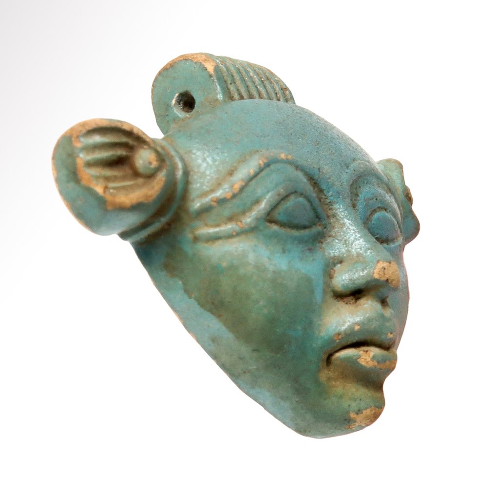 Ancient Egyptian Faience Amulet of Hathor #2.1