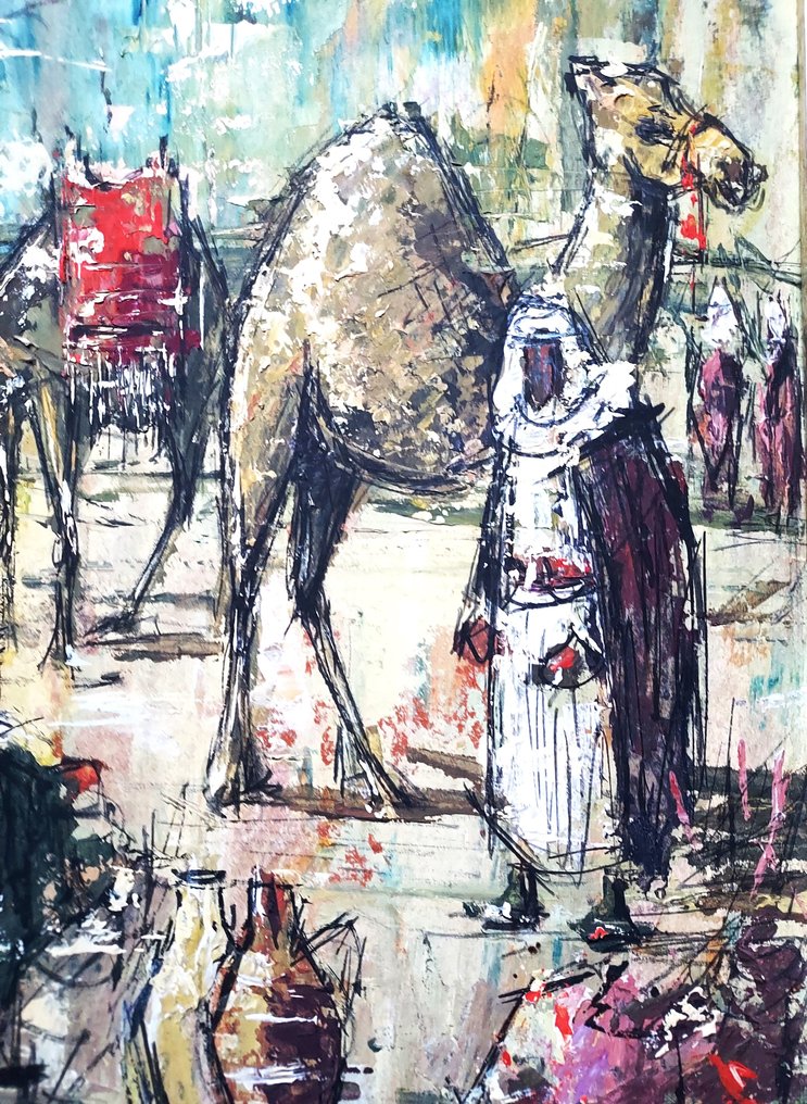 Joseph Ijaky (1922-2009) - Bedouins beside the Camels #4.3