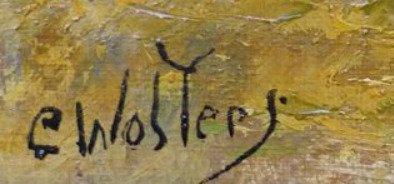 Clemens Wolter (1875 - 1955) - Hooimijten - zomers landschap met kerk #2.1