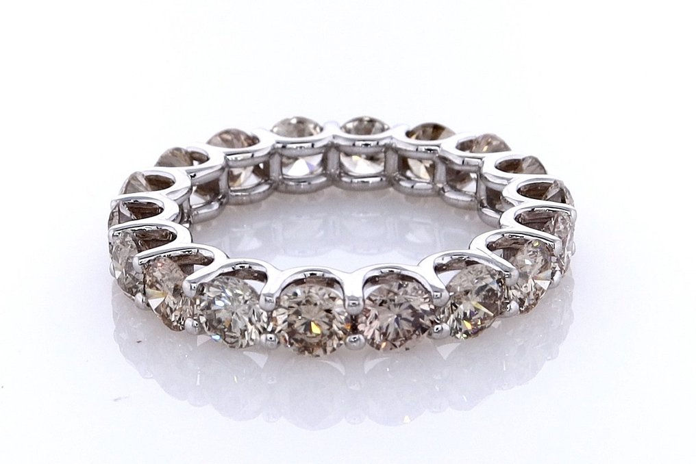 没有保留价 - 戒指 - 14K包金 白金 -  3.44ct. tw. 钻石 (天然色彩的) #4.3