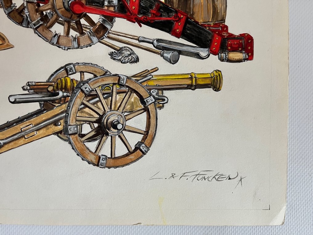 Funcken, Fred & Liliane - 1 Original colour drawing - L'Uniforme et les armes - L'artillerie - 1969 #1.0