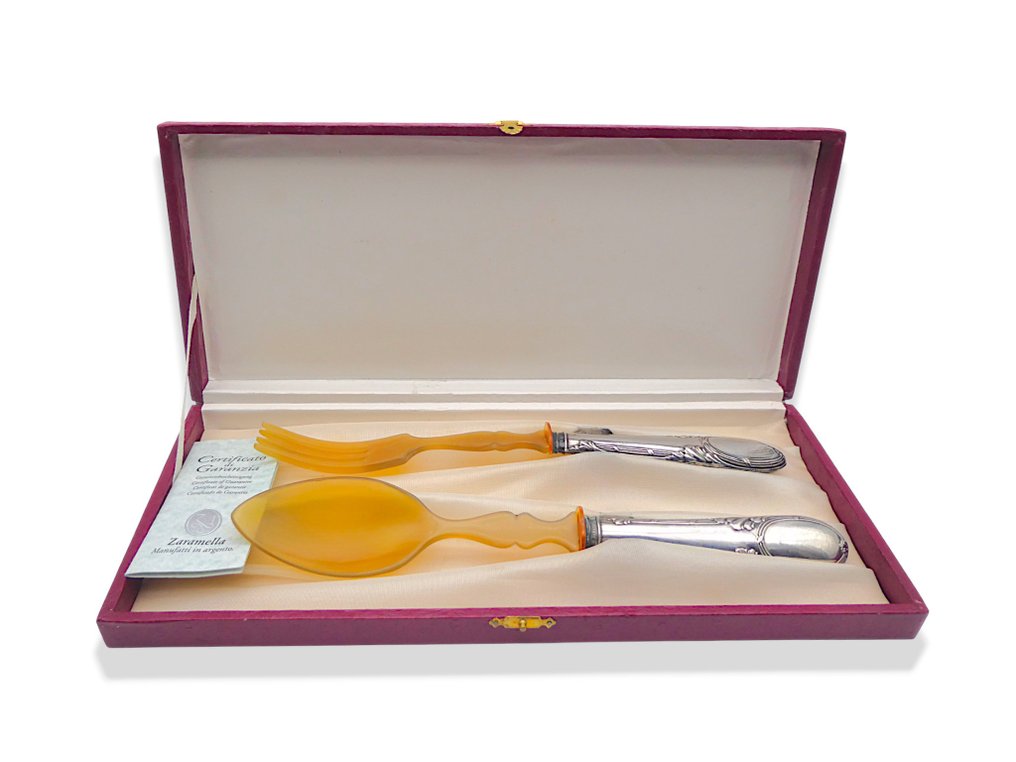 Sheratonn, Zaramella Argenti - 餐桌用具 (4) - 1个奶酪刀，1个意大利面叉子和2个沙拉/甜点餐具 - .800 银 - 在原装盒中 #1.0