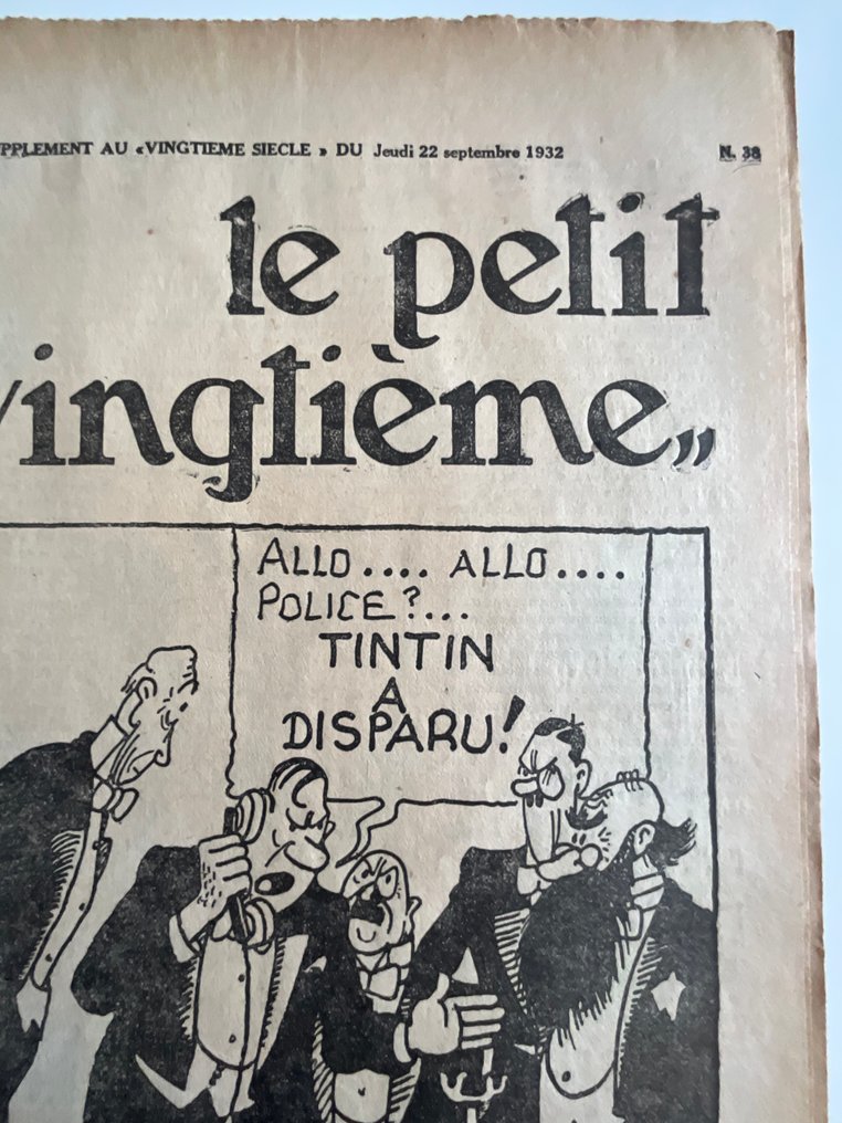 Petit Vingtième 22 septembre 1932 - couverture dessinée par Hergé : Tintin en Amérique. - 1932 #4.3