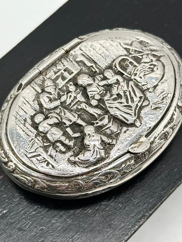 No reserve- Antieke zilveren pillendoos met oud Hollands landelijk tafereel - Pillbox - Silver - c. 1935 #1.0