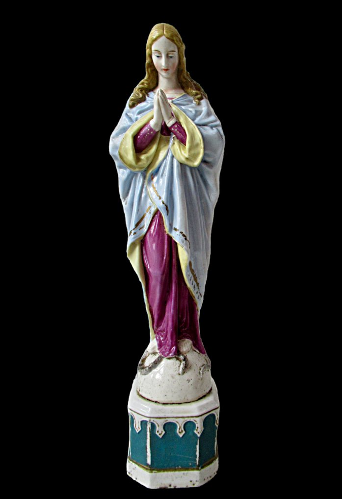 Vieux Andenne - Statue, Antiek porselein beeld Vieux Andenne  Maria - 34 cm - Porcelain - 1880 #1.0