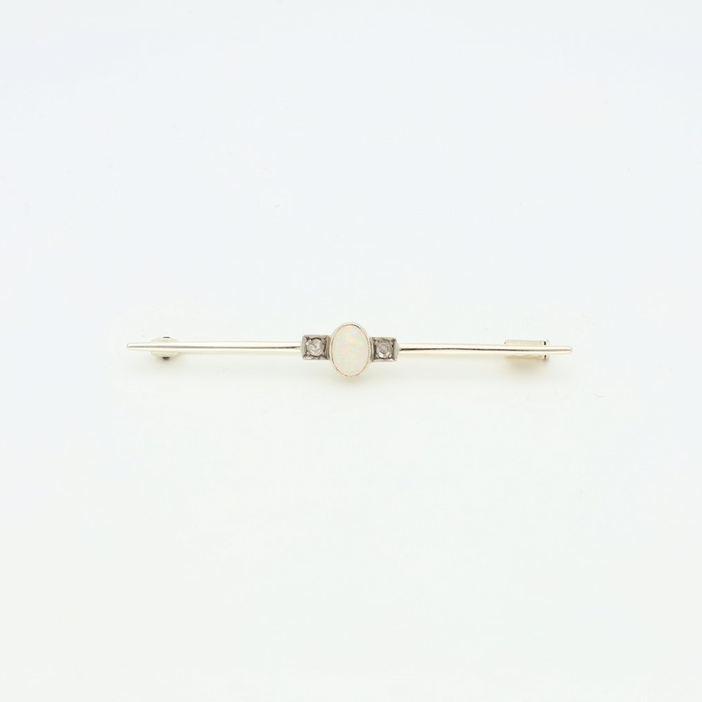 χωρίς τιμή ασφαλείας - Καρφίτσα - 14 καράτια Λευκός χρυσός Διαμάντι (Φυσικό) - Opaal #1.0