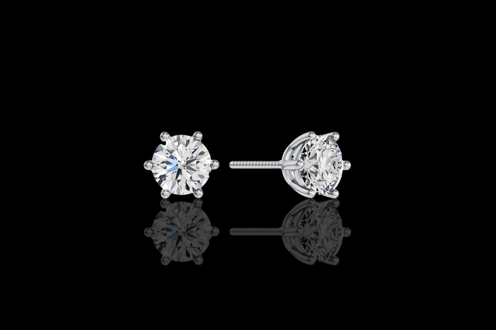 没有保留价 - 耳环 - 14K包金 白金 -  1.43ct. tw. 钻石 (实验室培育) #2.1