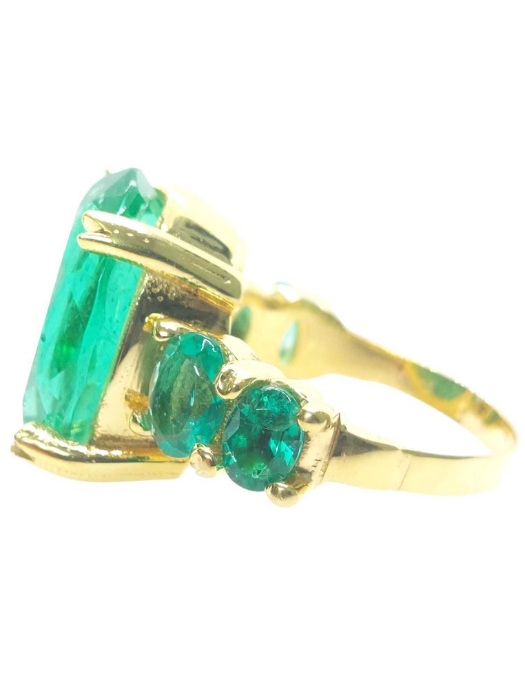 没有保留价 - 戒指 - 9 kt. 银, 黄金 祖母绿 - 祖母绿 #2.1