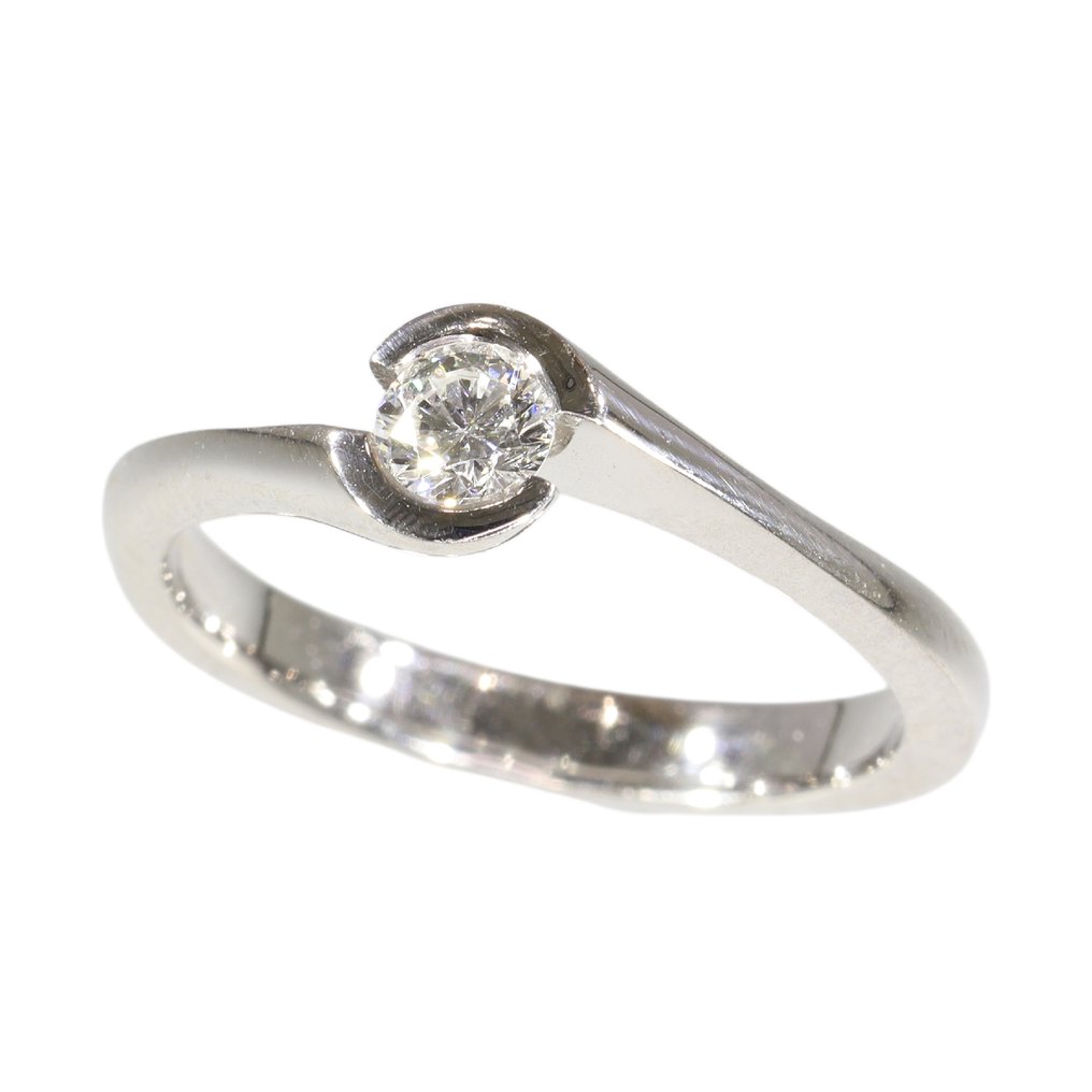 沒有保留價 - 戒指 - 18 克拉 白金 - 0.22ct. tw. 鉆石 (天然) - 紙牌遊戲,1980 年復古款 #1.0