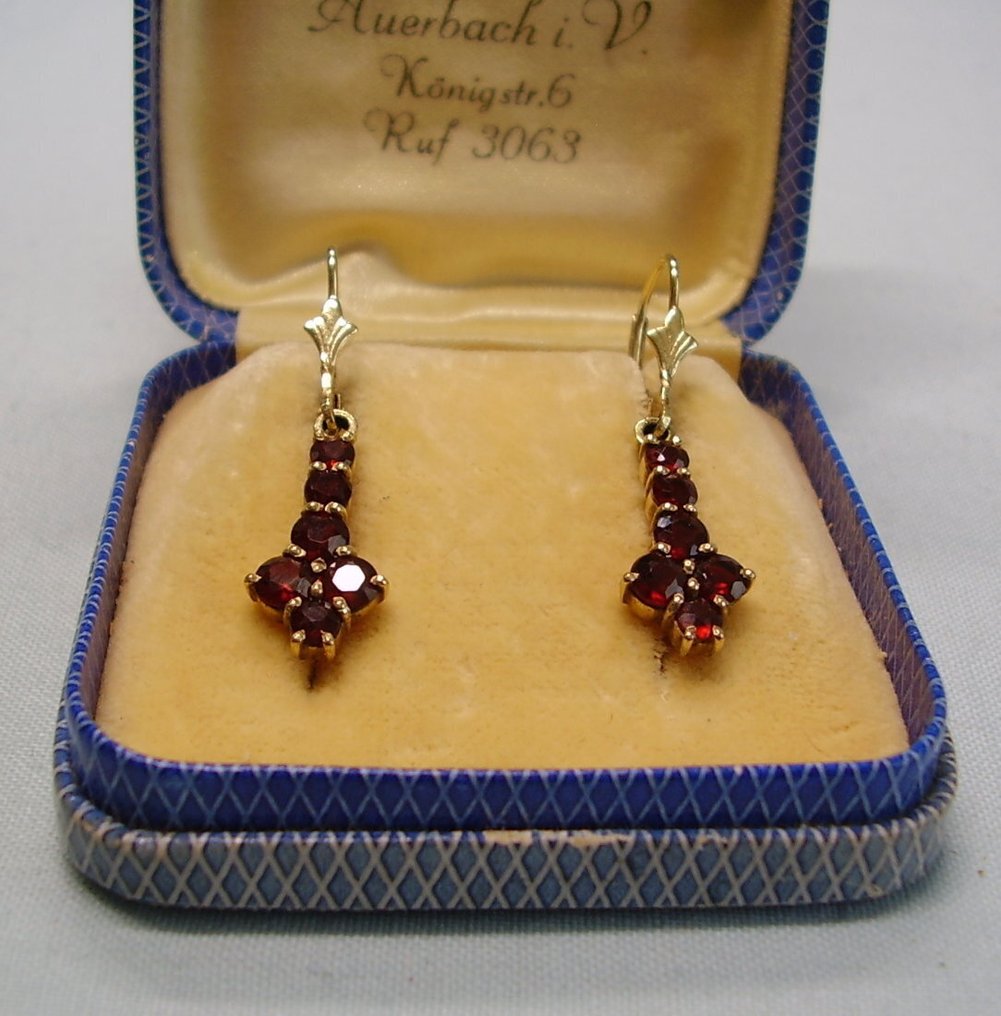 没有保留价 - 耳环 - 8K包金 黄金 -  3.00ct. tw. 石榴石 - 1890/1900年左右的波希米亚 #1.0