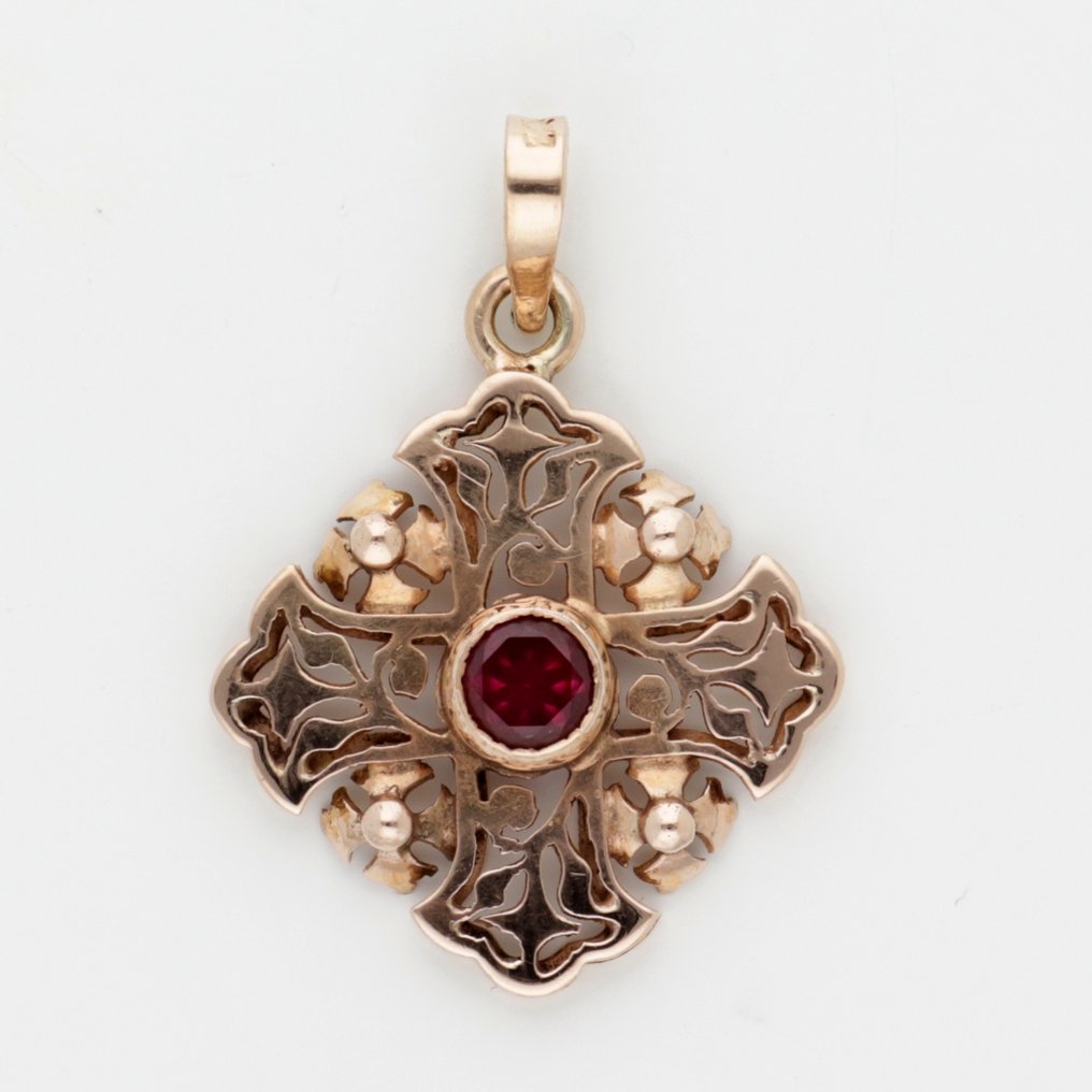 Pendant - 14 kt. Rose gold Ruby #1.0