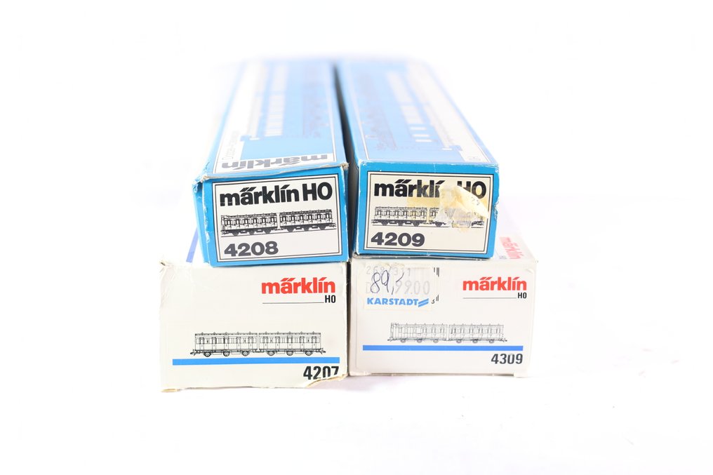 Märklin H0 - 4207/4208/4209/4309 - Personvagn för modelltåg (1) - 4x dubbla Coupérijtuigen i Preussisk utförande - KPEV #1.0