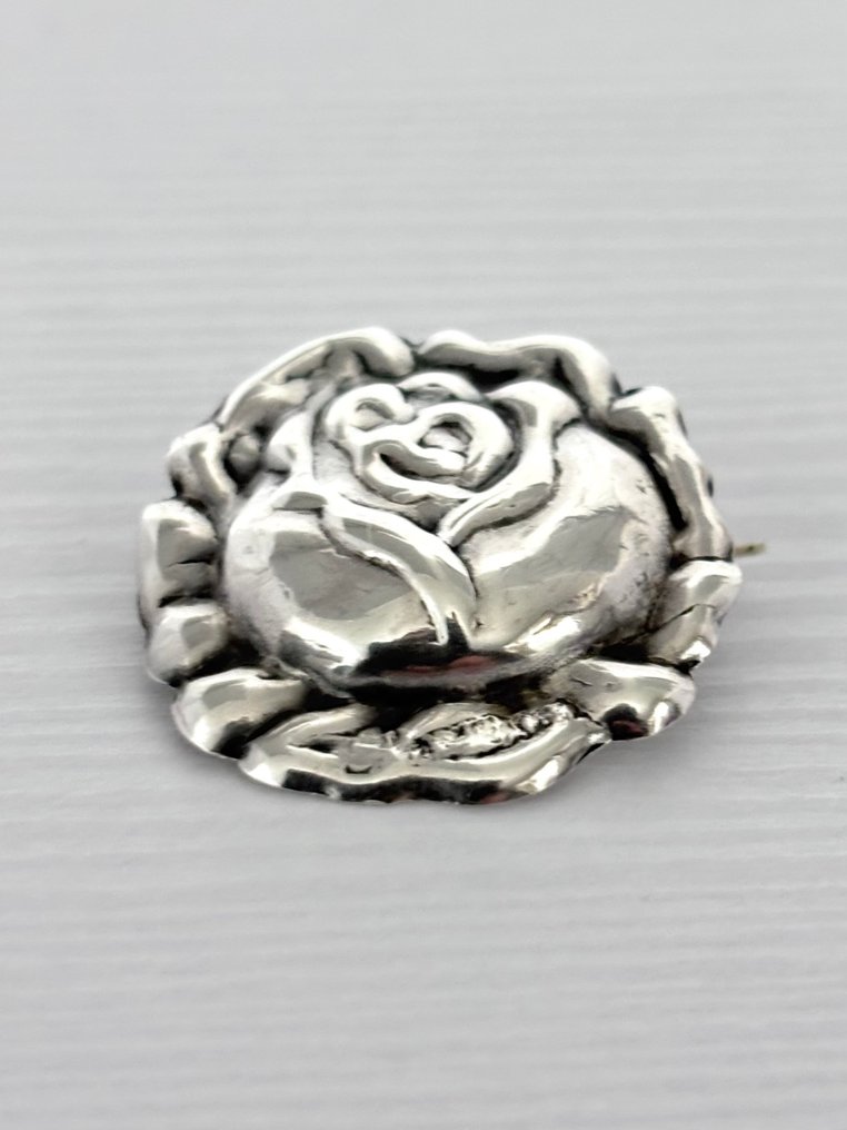 沒有保留價 - Hermann Siersbol - 胸針 銀 - 玫瑰花卉图案 #3.2