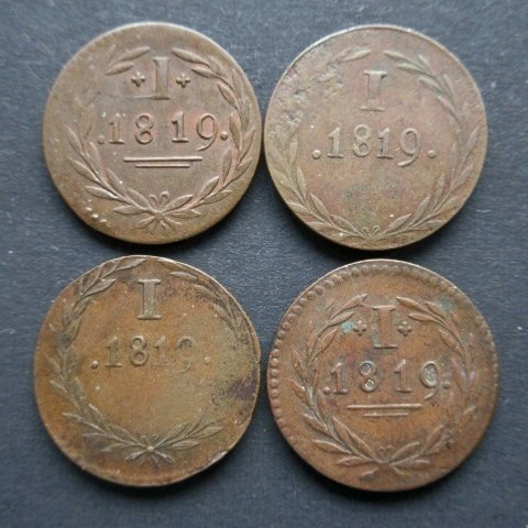 荷兰. Leuk Partijtje van 4 Bleyensteinse Duiten of Lanschotjes 1819 (Verschillende Varianten) (没有保留价) #1.0