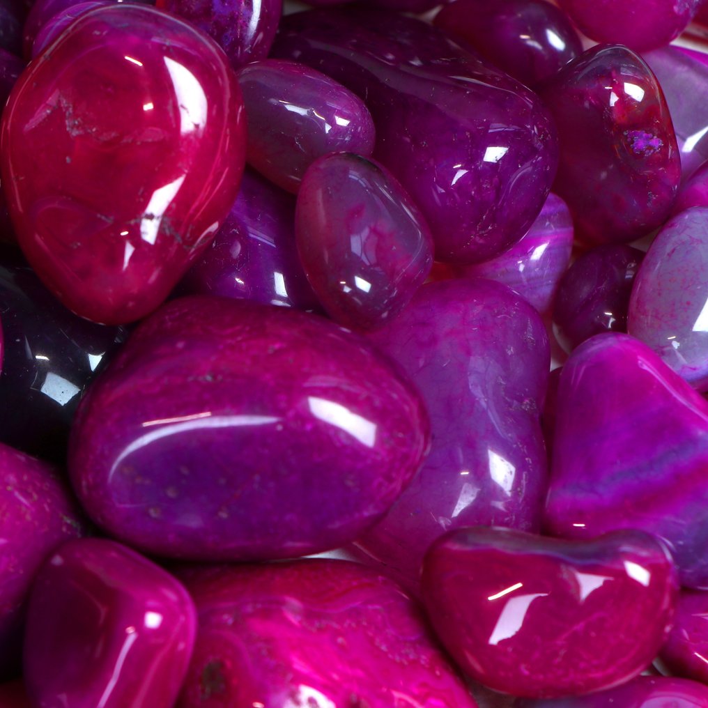 Χωρίς αποθεματικό - Ζωηρό ροζ αχάτης - Λειασμένες πέτρες - XL Χονδρική Ποσότητα- 2 kg #2.1