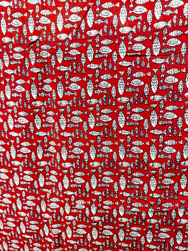 棉鱼手工印花布料 - 室內裝潢織物  - 500 cm - 110 cm - 棉质奢华面料 #1.0