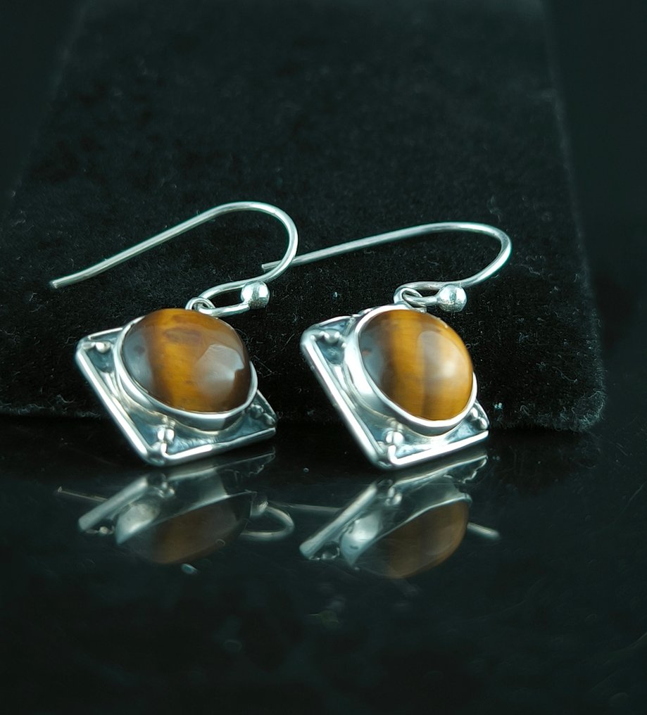 Sølv - Øreringe - Ojo de Tigre ægte sølv #3.2