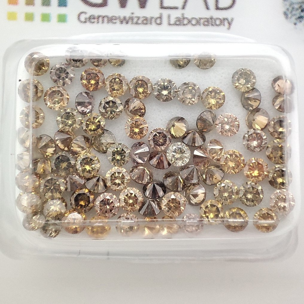Ohne mindestpreis - 85 pcs Diamant (Natürlich farbig) - 3.02 ct - Rund Gemischte Farben - I1, VS2 - Gemewizard Gemological Laboratory (GWLab) #1.0