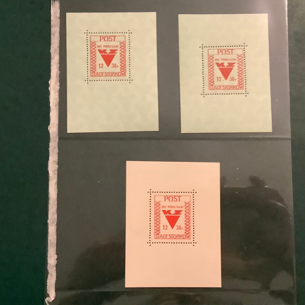 Γερμανία - Τοπικά ταχυδρομεία 1945 - Στόρκω: ολόκληρη η περιοχή με τρία μπλοκ. - Michel 1/14 en blok 1/2 #4.3