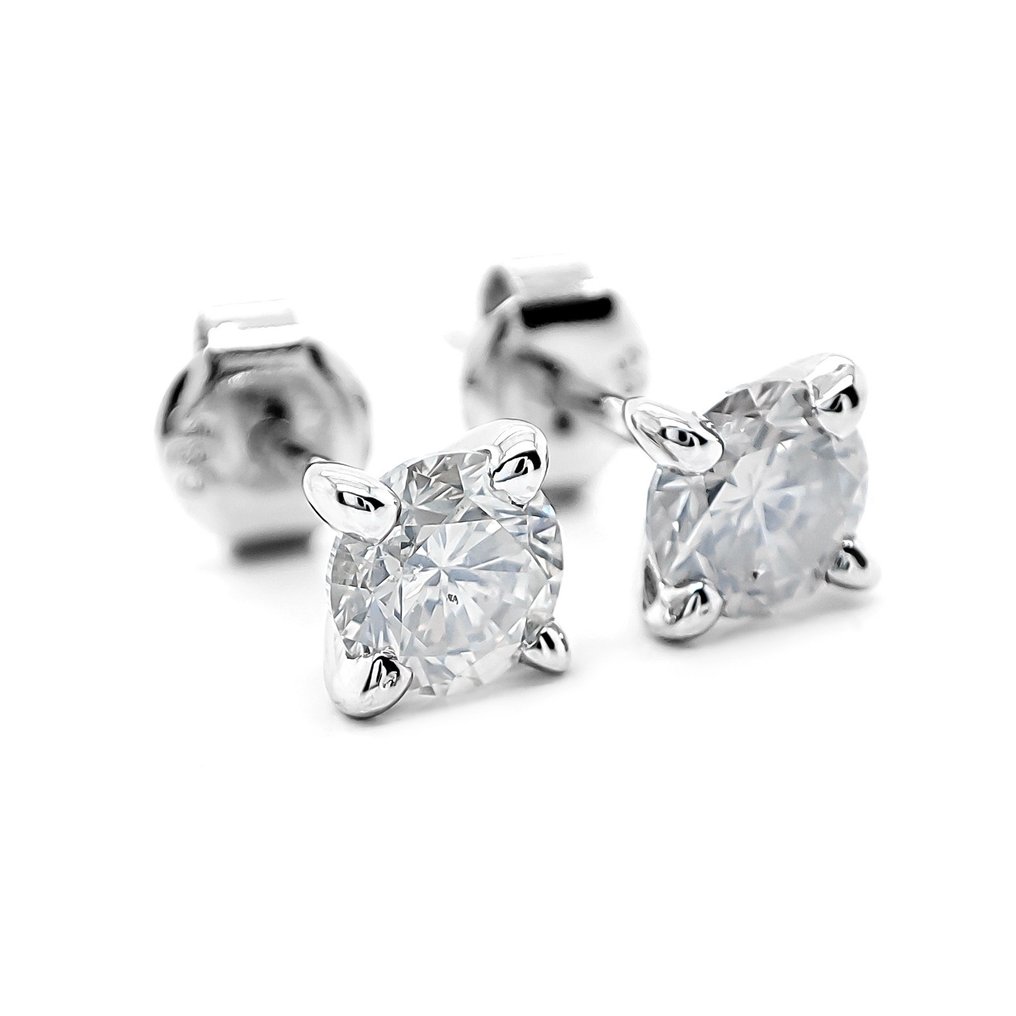 χωρίς τιμή ασφαλείας - Σκουλαρίκια - 14 καράτια Λευκός χρυσός - 1.25ct. tw. Διαμάντι (Φυσικό) #2.1