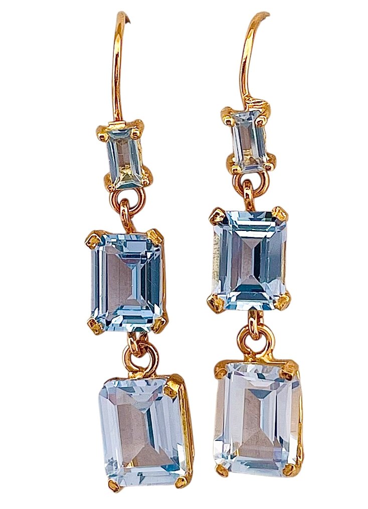 没有保留价 - 耳环 - 9 kt. 黄金, 银 海蓝宝石 #3.2