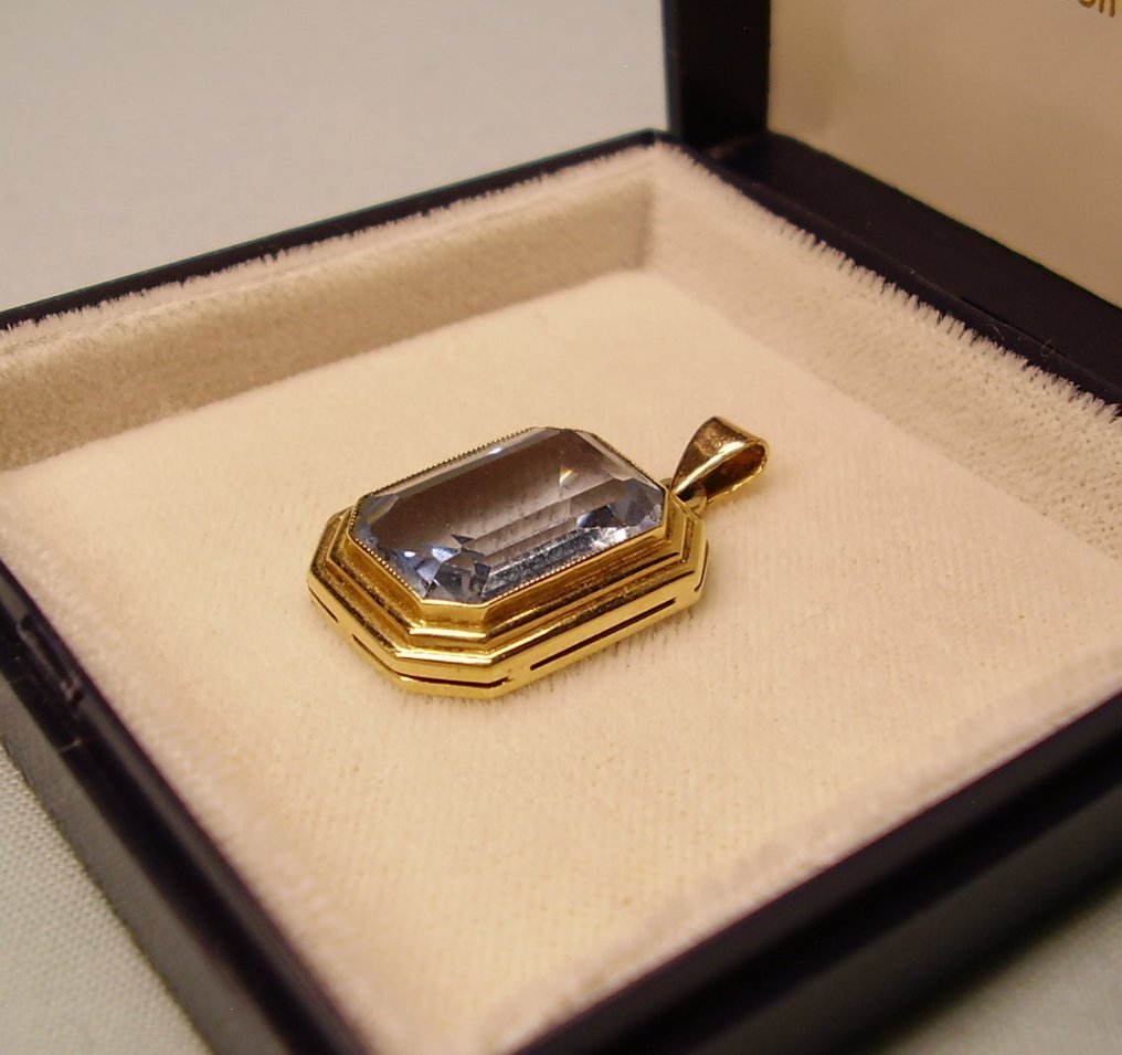 χωρίς τιμή ασφαλείας - Κρεμαστό κόσμημα - 14 καράτια Κίτρινο χρυσό -  12.00ct. tw. Σπινέλιος - Art-DekoAquamarin-Spinell #2.1