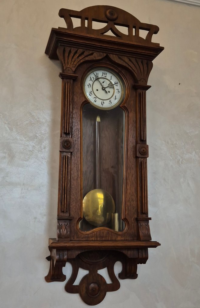 Ρολόι τοίχου -  Αρ Νουβό Ξύλο, Ορείχαλκος - 1850-1900 #1.0